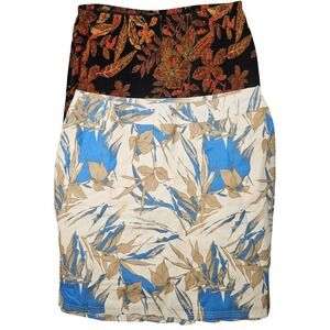 Lot of 2 Womens Skirts 3X NYPL Floral Maxi Glitter & Marianne Tropical Blue Leaf